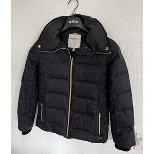 Pepe Jeans London Down Filled Puffer Jacket Quilted Boys Sz 16 Youth Black Luxe